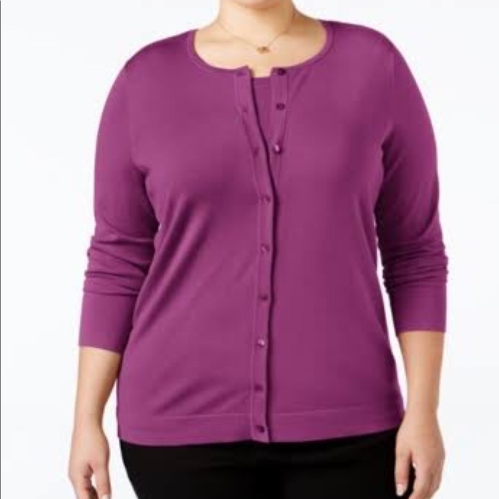 August Silk Womens Plus Knit Cardigan & Pullover